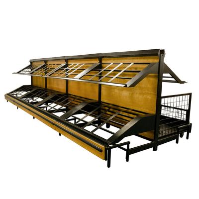 China Factory Wholesale Customized Double Sided Fruit Vegetable Display Rack Wooden Shelves For Fruits And Vegetables for sale