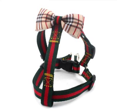 China Wholesale Luxury Cute Pet Detachable Accessories Brand Design Bow Tie Design Dog Harness And Leash Set for sale