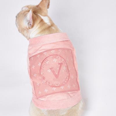 China Brand Logo Design Classic Embroidery Pet Apparel Dog Coat Viable Luxury Fashion for sale