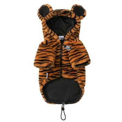 China Viable Winter Warm Cute Classic Brand Printing Environmental Protection Small Tiger Fur Pet Dog Coat for sale