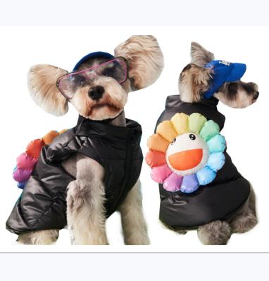 China New Design Winter Sustainable Warm Super Cute Color Three-Dimensional Sunflower Pet Down Vest Dog Clothes for sale