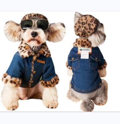 China Denim Viable Insulation Fashion Street Style Trend Pocket Design Dog Jacket Quilting Warm Winter for sale