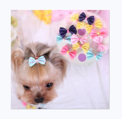 China Viable wholesale cute luxury brand decoration accessories pet design classic dog hairpin bowknot bowknot for sale