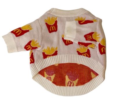 China Cute Design Brand Fries Dog Clothes Smiley Sweater For Pet Warm Winter Cute Fashionable Viable Good Quality for sale