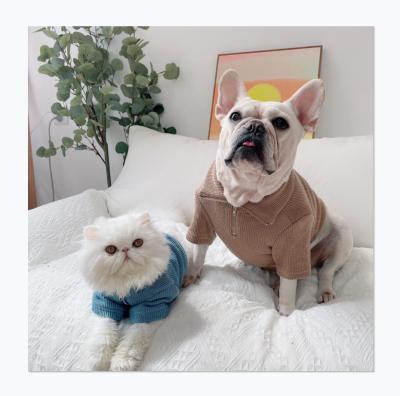 China Simple design viable pure color classic style cute striped British gentleman dog sweater for sale