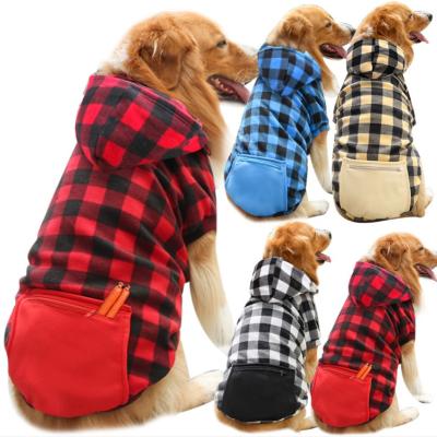 China Factory Price Viable Wholesale Pet Clothes Bulldog Golden Retriever Alaska Husky Big Dog Hoodie Solid Casual Cute Colors And Plaid for sale