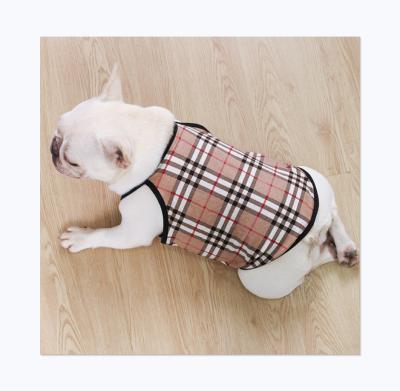 China Sustainable Design Fat Classic Plaid Printed Bulldog Brand Dog Clothes Pet Tank Top for sale