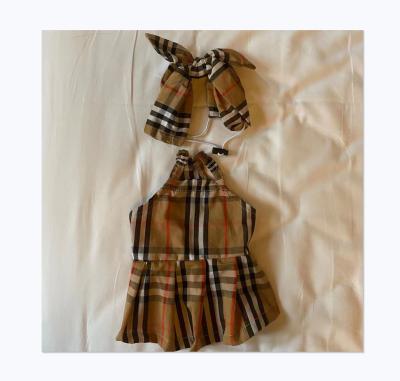 China Brand Design Classic Plaid Viable Color Matching Cute Bandeau Skirt Large Pet Dog Dress for sale