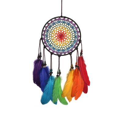 China Factory NEW Minimalist 2021 Direct Selling Hand Made Feather Dream Catcher For Window Car Hanging Ornament for sale