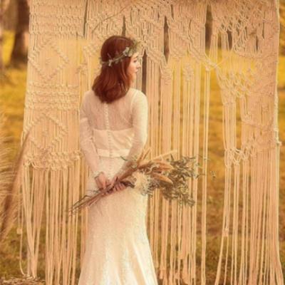 China Wedding Backdrop Wholesale Decorative Handwoven Macrame Curtain Drape Door Window Drapes Transitional for sale