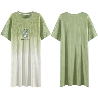 China Wholesale Breathable Summer Cotton Short Sleeve Dress Loose Casual Short Nightgown for sale