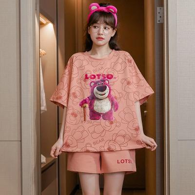 China Breathable pajamas wholesale new summer women's cute cartoon pajamas cotton suit for sale