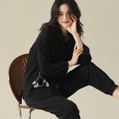 China Spring 2022 New QUICK DRY Long Sleeve Pants Cotton Women's Printed Pajamas Support Home Set for sale