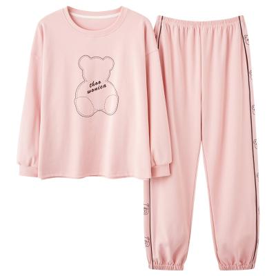 China New QUICK DRY spring sports and leisure bear pajamas long sleeve pants around collar women's cotton pajamas set for sale