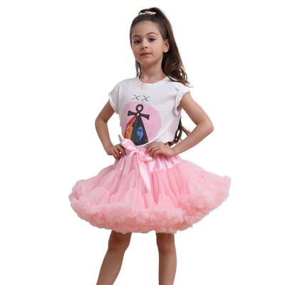 China Hot Selling Fashion Breathable And Beautiful 3 Layers Yarn Chiffon Dance Nylon Net Breathable Skirt For Kids In Summer for sale