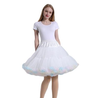 China Breathable Lengthened Under The Knee Adult Women Girls Party Dance Skirt,3layers Tulle Tutu Pettiskirt Petticoat for sale