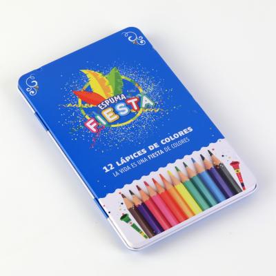 China Amazon Hot Professional Water Soluble Colored Pencils Set With Tin Box 12 Colors Empty Tin Box CP-12 for sale