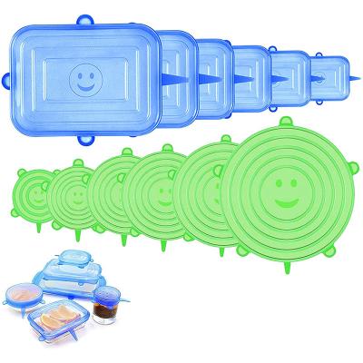 China Non Spill Silicone Stretch Lids, 6 Pack Reusable Durable and Swellable Lids, Silicone Covers for Fresh Food and Leftovers for sale