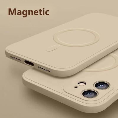 China Anti-fall Matte Silicone Magnetic Phone Case for iPhone 12 11 pro Max Magsafing Case Wireless Charging for iPhone 13 pro Max Magsafe Case for sale