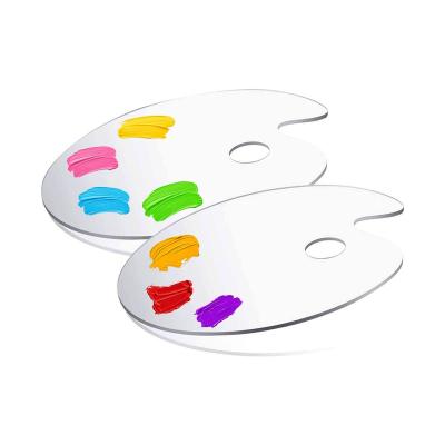 China 2 Pcs 30*40cm Acrylic Non-Stick Oval Art Paint Pallet Transparent Easy Clean Oil Painting Palette Clear Artist Acrylic for sale