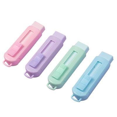 China Wholesale Different Colored Office Eraser Stationery Supplies Push And Pull Eraser Set Support Replace Rubber With Plastic Case For Students for sale