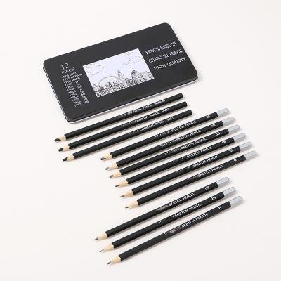 China office & School Pencil 2021 High Quality Hot Sale Tin Box 12pcs Sketch Pencil Set Art Suppliers for sale