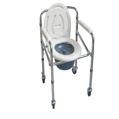 China Hospital Folding Commode Chair Folding Commode Chair with Wheels for Elderly for sale