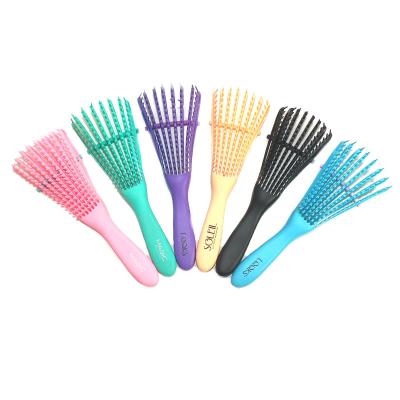 China Salon Hair Make Best Selling Multicolor Eight Claw Massage Comb Curved Cavity Comb Anti Static Scalp Bathroom Fluffy Style Massage Comb for sale