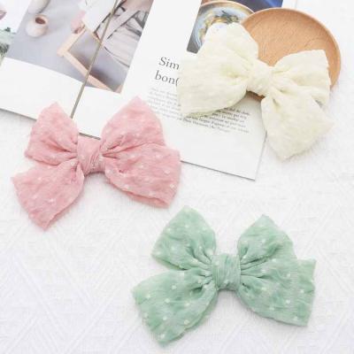 China Chiffon Fabric Jacquard Fabric Hair Clip Double Layers Elegant Korean Bow Knot Hair Claw Clips Big For Women for sale