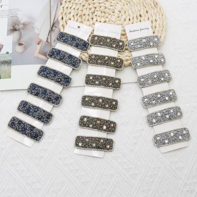 China 2022 Retro Crystal Diamond Square Water Drop Korean Hairpins High Quality Cute And Lovely Hair Clip For Girl for sale