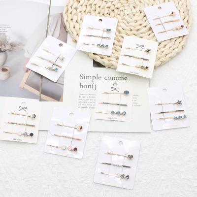 China Korean Exquisite Pearl Diamond Point Oil Drop Alloy 3pcs Fashion 3pcs Single-Term Hair Pin Hair Clips For Women for sale