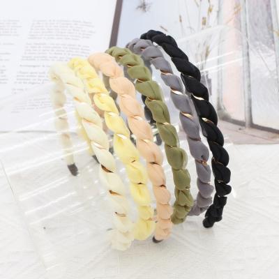 China Handcrafted Organza Solid Color Metal Hair Circle Wavy Twist Braids Headband Women Girls Hair Accessory for sale