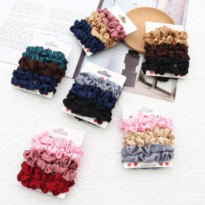 China Hot Sale 6pcs Hair Color Ring Silk Satin Mini Scrunchies Multi Colored Hair Tie Elastic Hair Scrunchies Set for sale