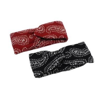 China Cozy Soft Warm Knitted Elastic Paisley Headbands Winter Ear Warmers Elastic Head Wraps Crochet Twisted Hair Band for sale