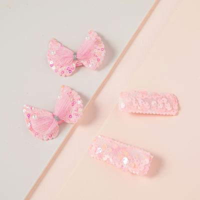 China Cute Sweet Style Sequin Embroidery Fabric Butterfly Hair Claw Clips Hair Accessories Girls Set Clip for sale