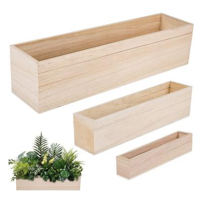 China Modern High Quality Rectangle Wooden Planter Window Rustic Plant Potbox for sale