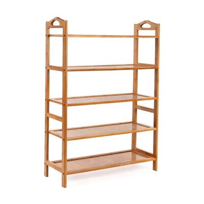 China High Quality Adjustable Bamboo Storage Organizer Wooden Rack Shoe Free Standing Wooden Shelf Display (Size) for sale