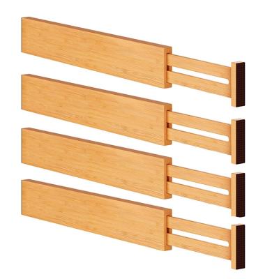 China Modern High Quality Natural Bamboo Adjustable Drawer Dividers Spent Drawer Dividers 4 Packs for sale