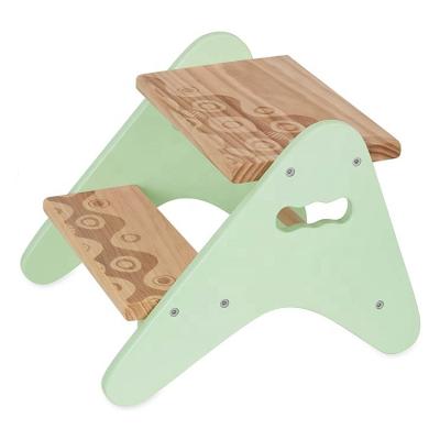 China Foldable High Quality Wooden Two Step Stool Children Dressing Table Step Stool for sale