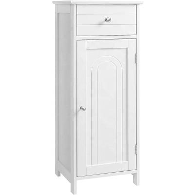 China Modern popular bathroom floor cabinet with wooden storage cabinet with drawers and adjustable shelves, white living room for sale