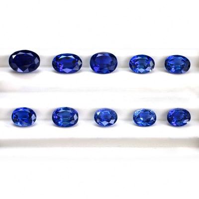 China Sapphire Gemstone Factory Bulk Wholesale Blue Color Set or Price Fire Lab Developed with Fancy Cut Loose Gemstones for sale