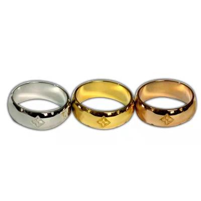 China CLASSIC Stainless Steel Fashion Jewelry 18k Gold High Grade Wedding Rings for sale