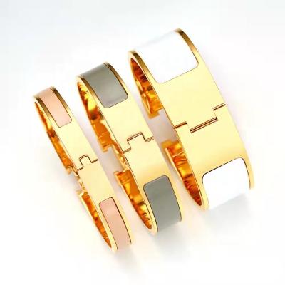 China Stainless Steel Jewelry Punk Bangle Ornament 12mm Enamel H BRACELETS Gold Bangles for sale