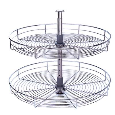 China New Product Convenience 360 ​​Degree Sustainable Modern Rotating 3 Tier Metal Wire Spinning All In One Rotating Storage Basket for sale