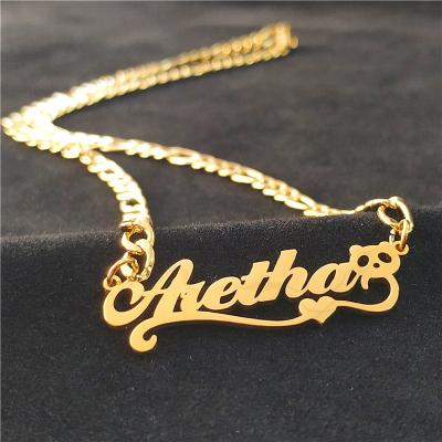 China Personal Solid 18K Customize Name Necklaces Anklets Heart Butterfly Pendant Necklace Gold Plated for sale