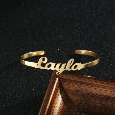 China FASHIONABLE Sale Stainless Steel Whole Gold Wide Cuff Bracelet WomenJewelry Customize Name Bracelet for sale