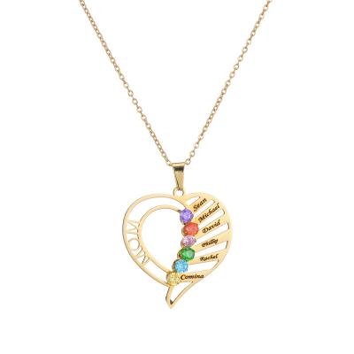 China Hot Selling CLASSIC Crystal Rock Fashionable Enamel Love Heart Necklace Stainless Steel Pendant Necklace for sale