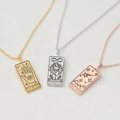 China Dainity Stainless Steel Personal Custom Engraved 18K Gold Plated Tarot Necklace Jewelry for sale