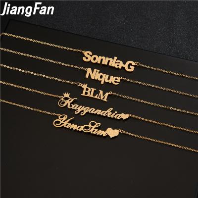 China Personal Stainless Steel Custom Bling Iced Out Heart Name Necklace Women Jewelry for sale