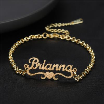 China Wholesale FASHIONABLE Trending Girls Gold Plated Adjustable Letter 18k Ice Out Bangle Stainless Steel for sale